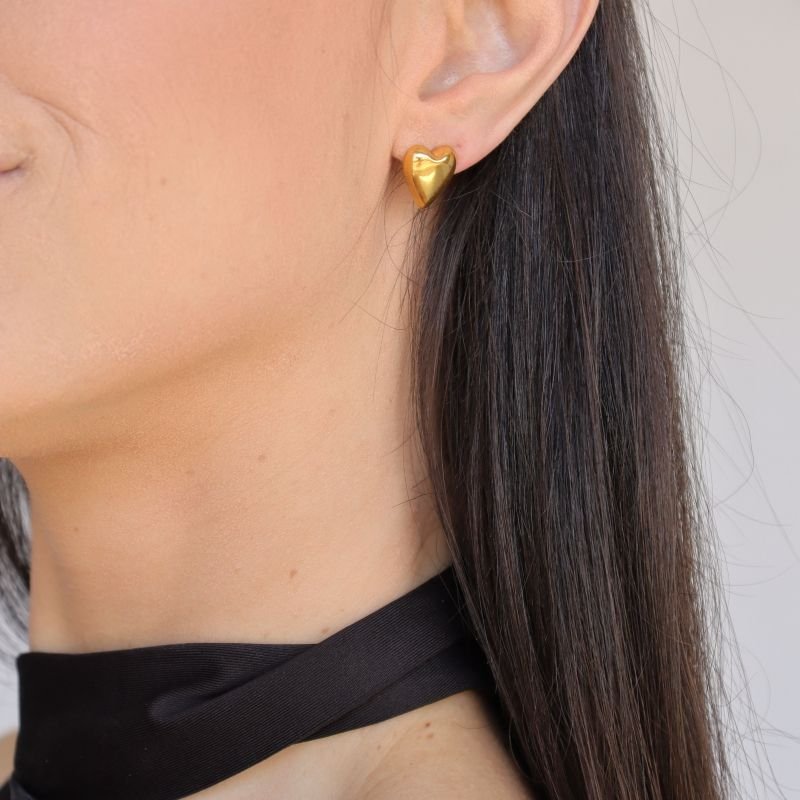 Brinco Coração Moderno em Aço Inox