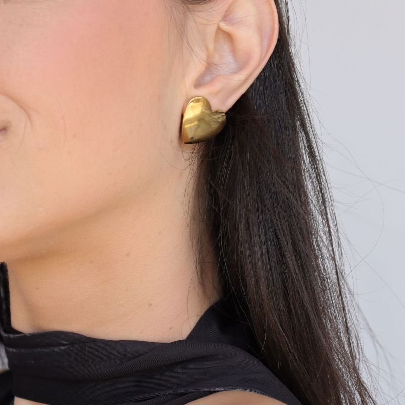 Brinco Coração Moderno em Aço Inox