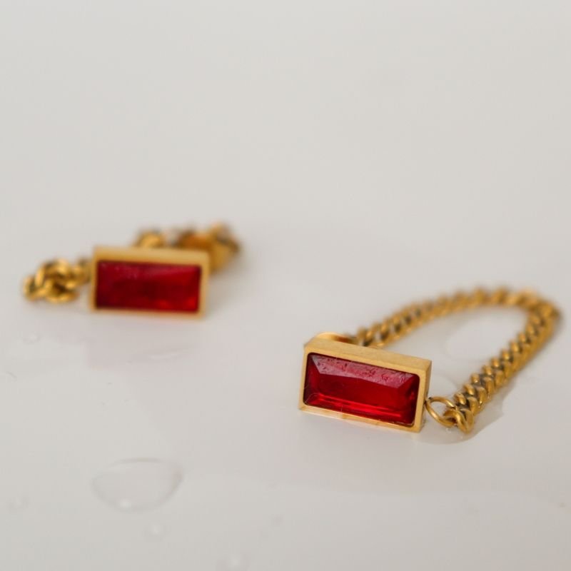 Brinco Corrente com Pedra em Aço Inox (Linha Premium)