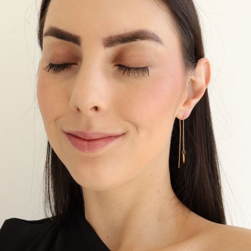 Brinco Fio Moderno em Aço Inox