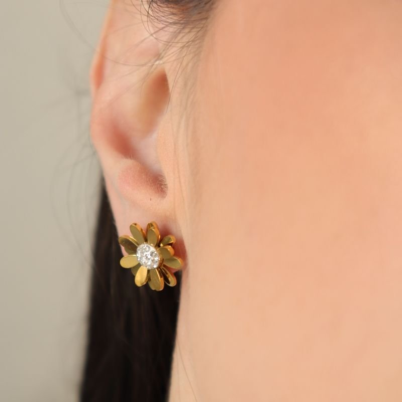 Brinco Flor 3D em Aço Inox