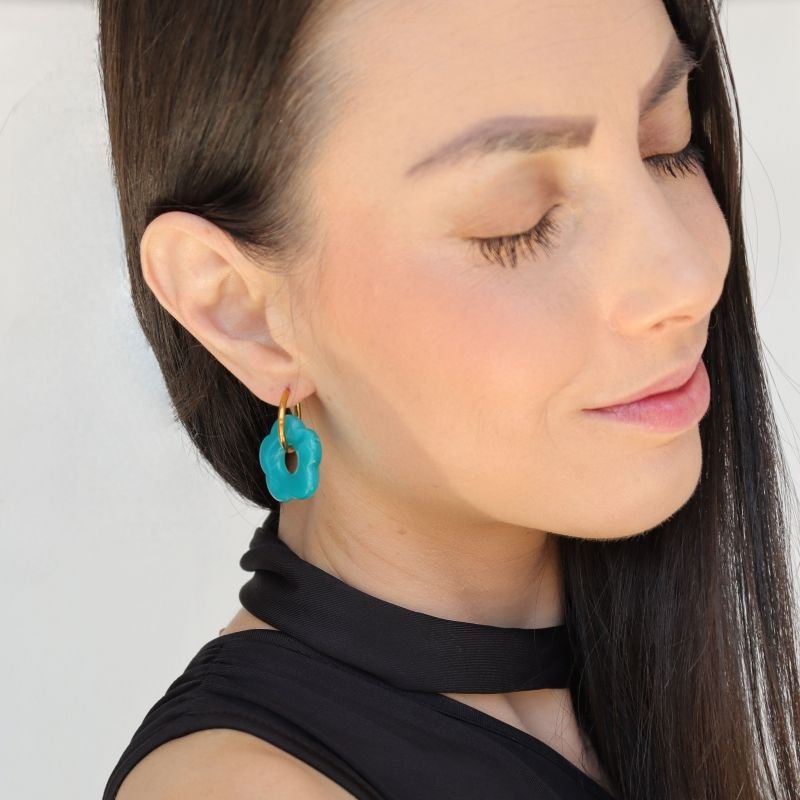 Brinco Flor Argola em Aço Inox