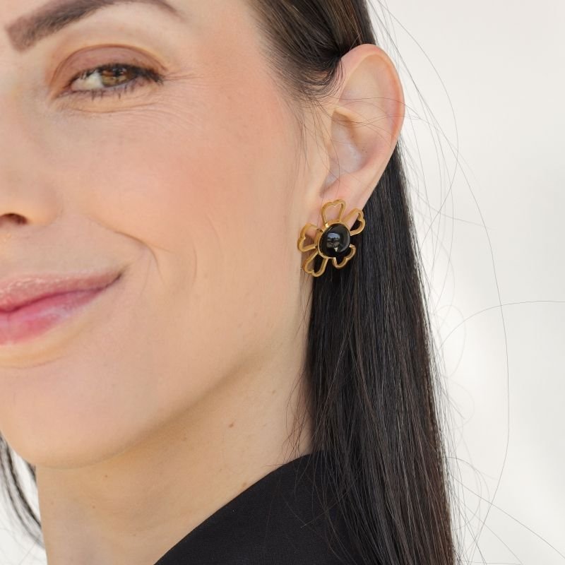 Brinco Flor em Aço Inox