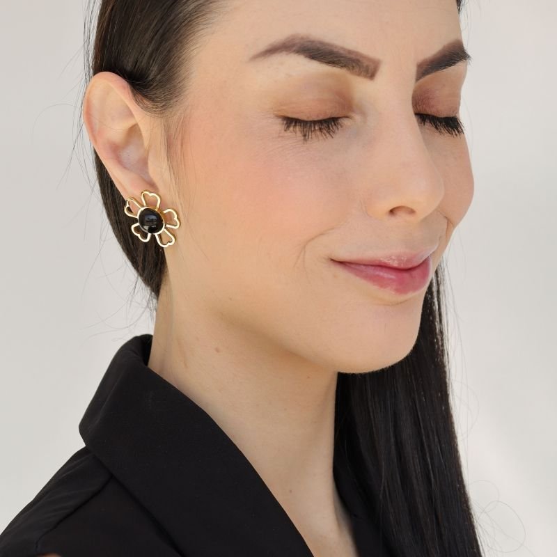 Brinco Flor em Aço Inox