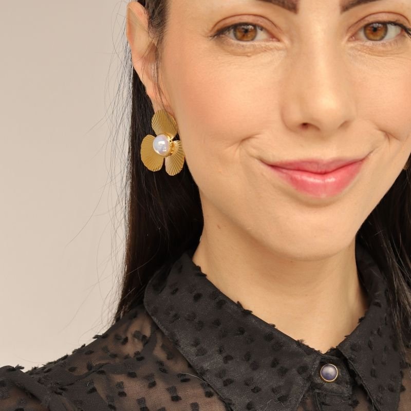 Brinco Flor Grande Aço Inox (Linha Premium)