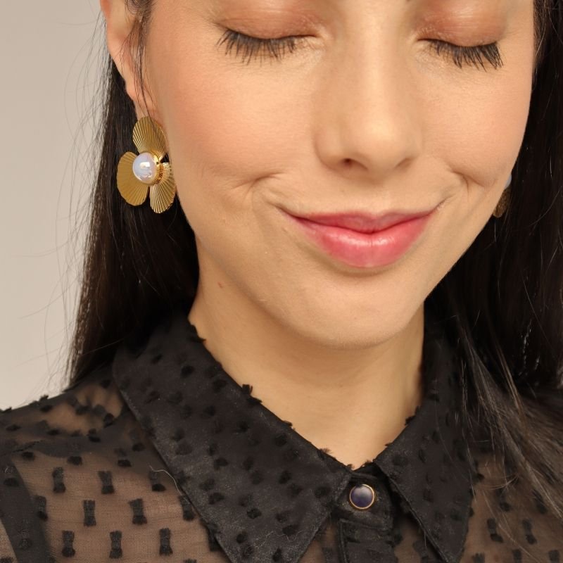 Brinco Flor Grande Aço Inox (Linha Premium)