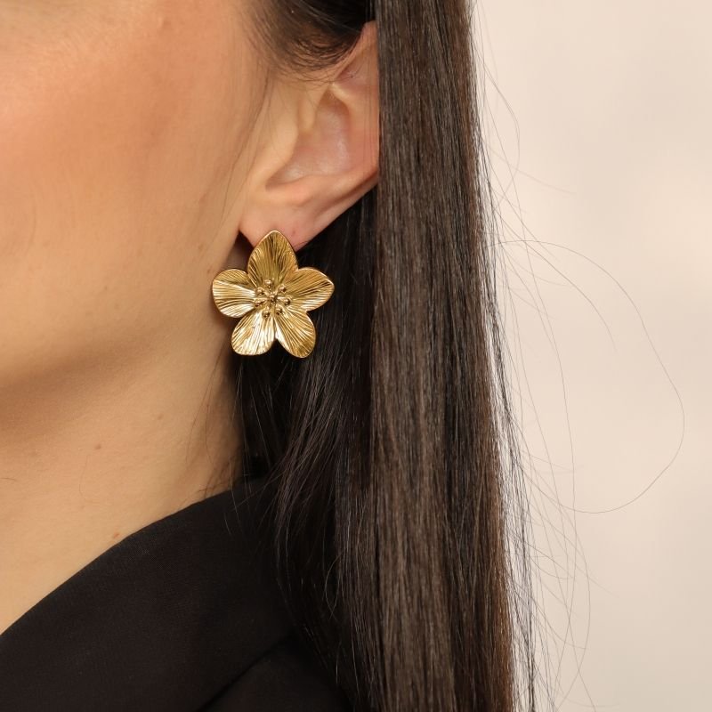 Brinco Flor Grande em Aço Inox (Linha Premium)