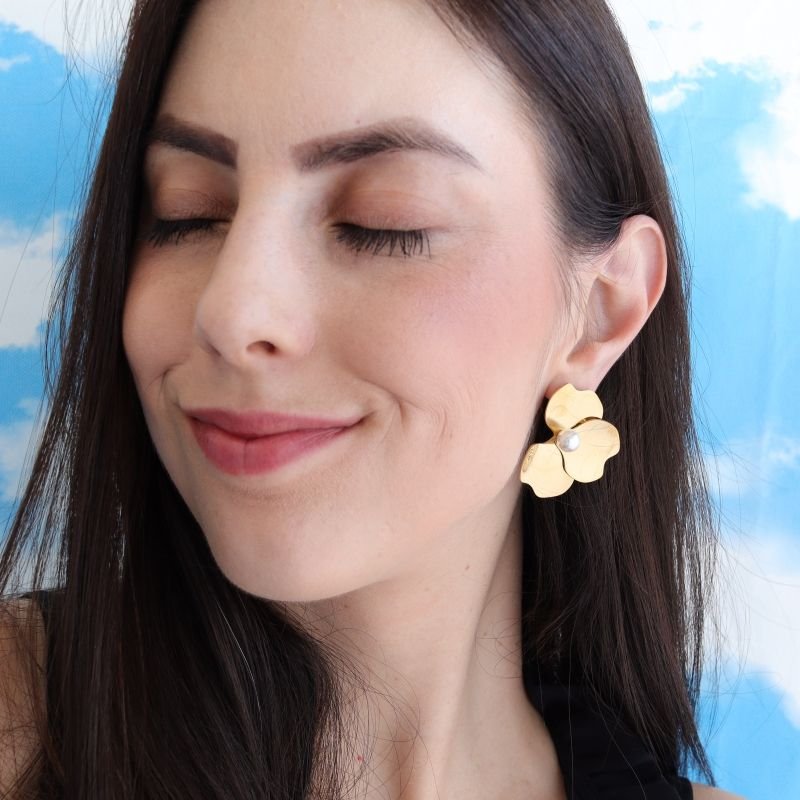 Brinco Flor Maximalista em Aço Inox (Linha Premium)