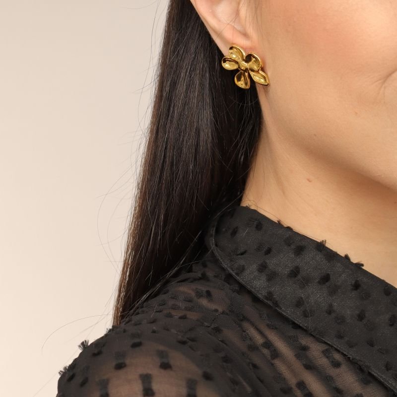 Brinco Flor Moderna Aço Inox