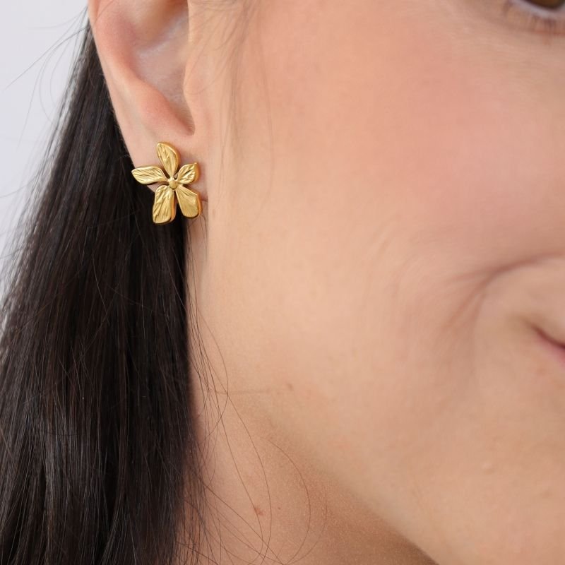 Brinco Flor Moderno em Aço Inox