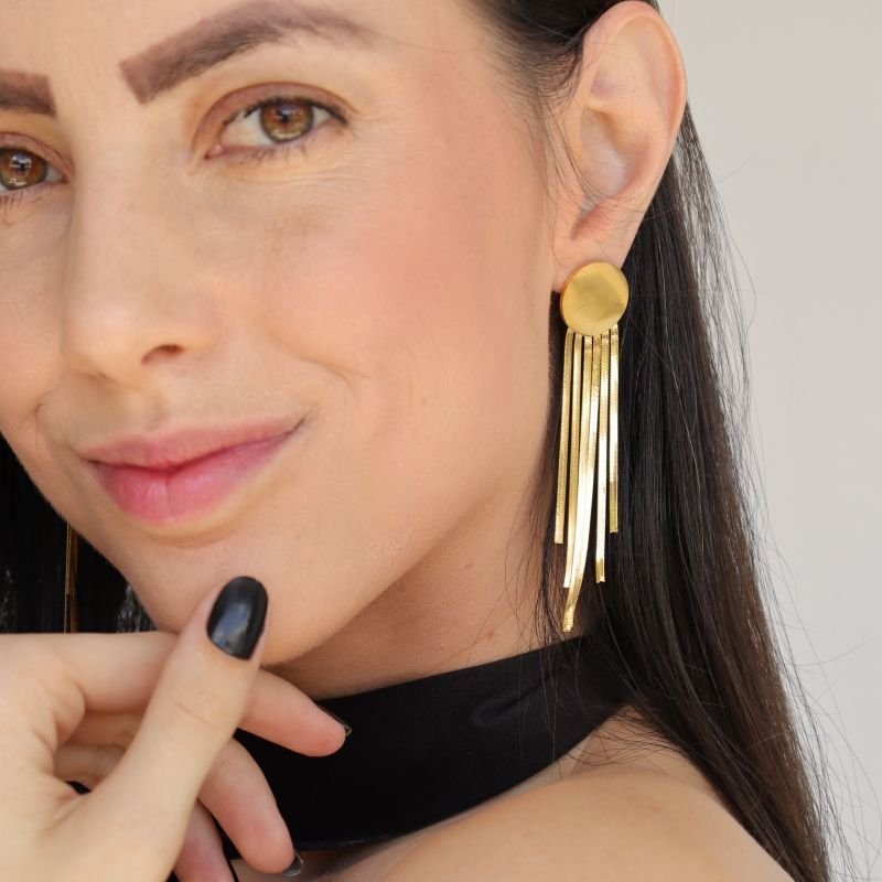 Brinco Franja Moderno em Aço Inox (Linha Premium)