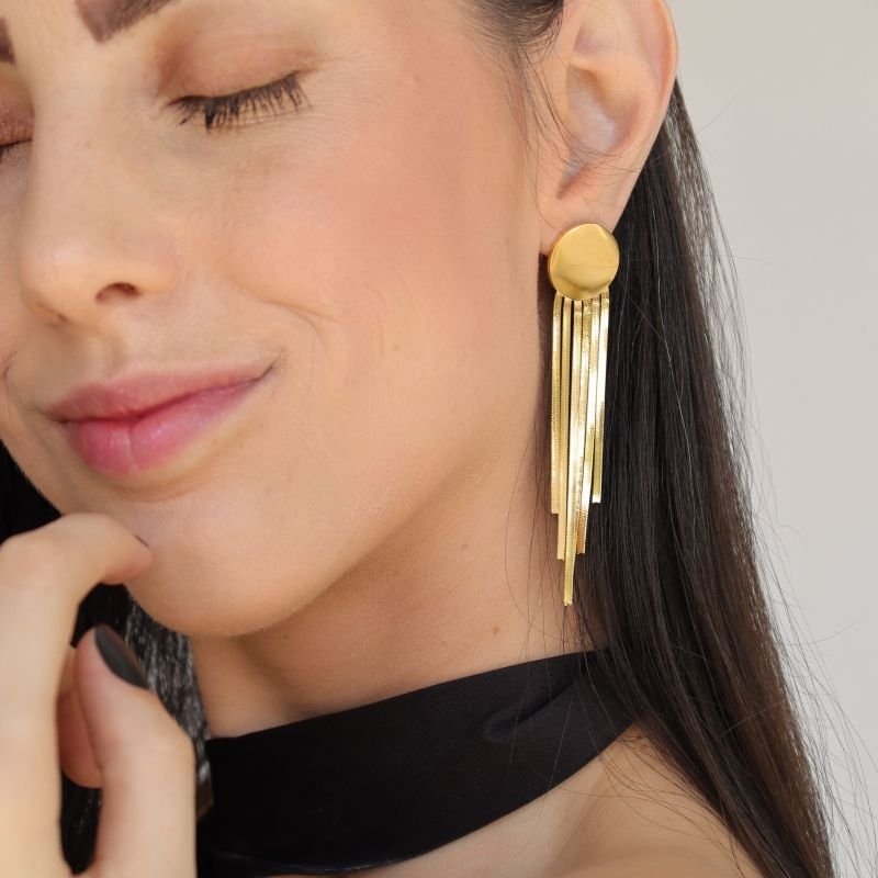 Brinco Franja Moderno em Aço Inox (Linha Premium)