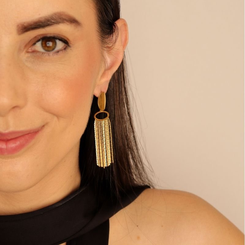 Brinco Franja Moderno em Aço Inox (Linha Premium)