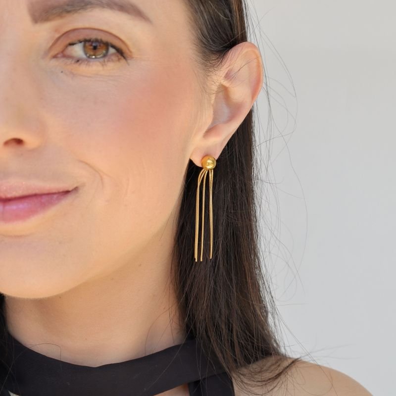 Brinco Franja Moderno em Aço Inox