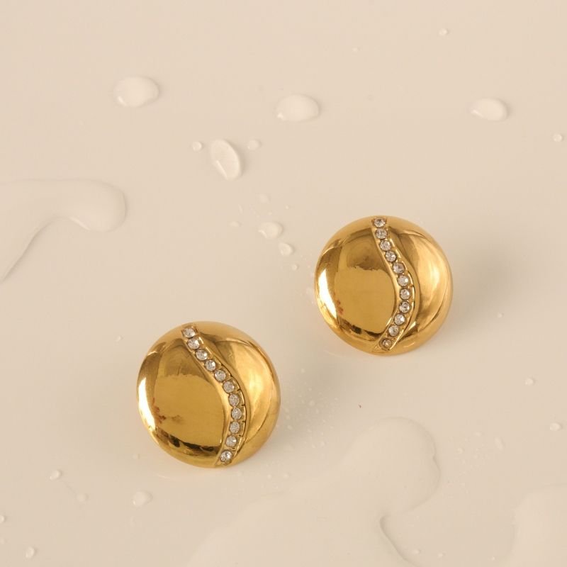 Brinco Geométrico com Strass em Aço Inox (Linha Premium)