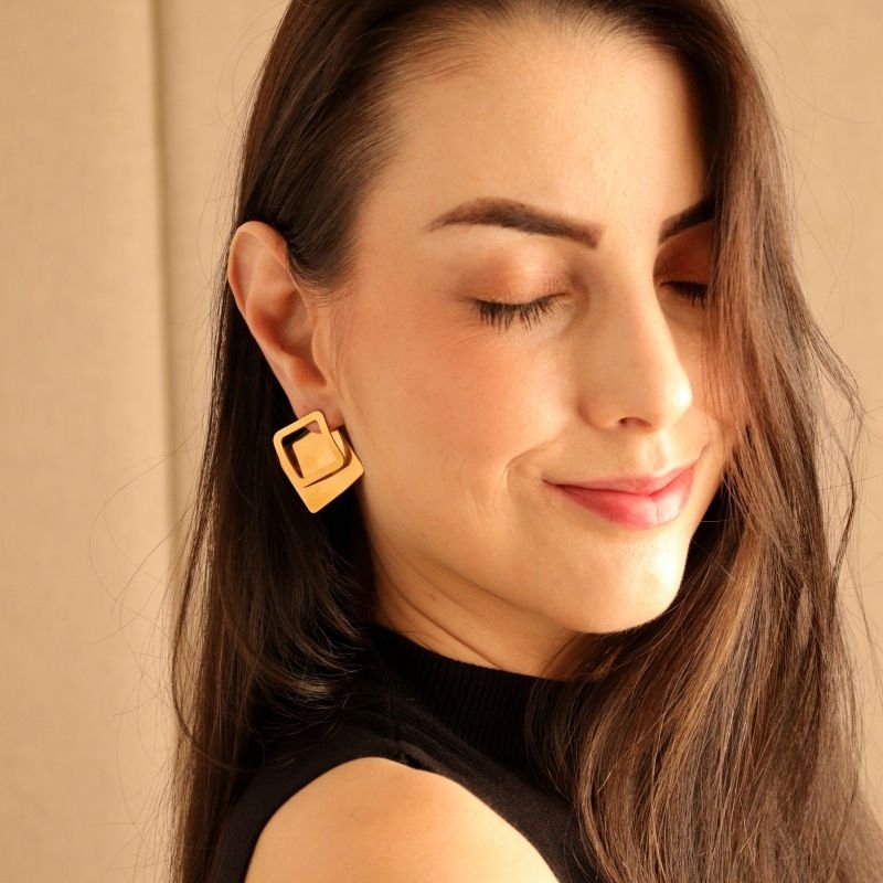 Brinco Geométrico Duas Formas de Uso em Aço Inox