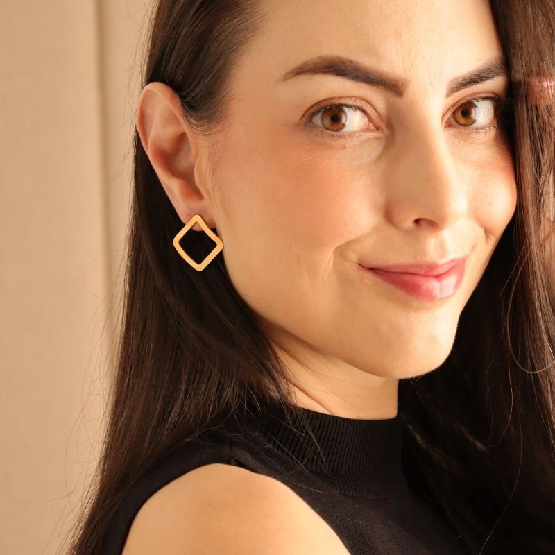Brinco Geométrico Duas Formas de Uso em Aço Inox
