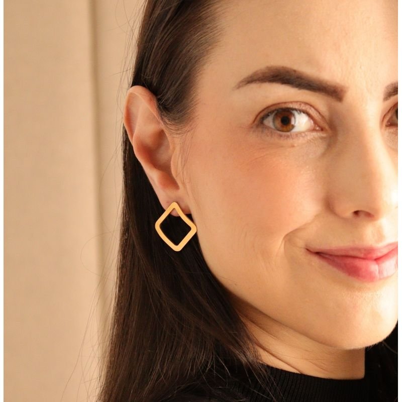 Brinco Geométrico Duas Formas de Uso em Aço Inox