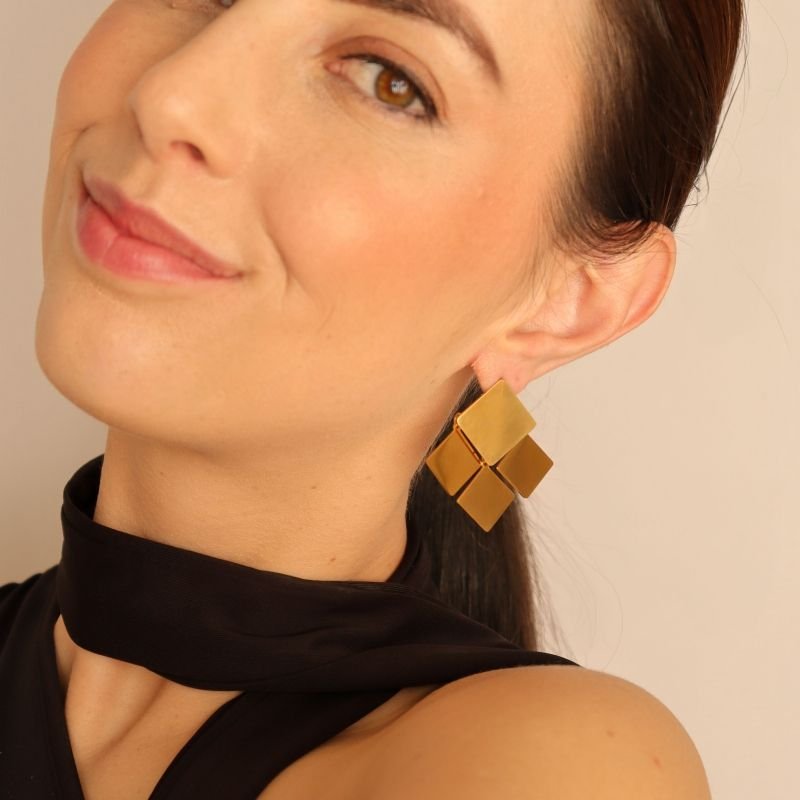 Brinco Geométrico Moderno em Aço Inox (Linha Premium)