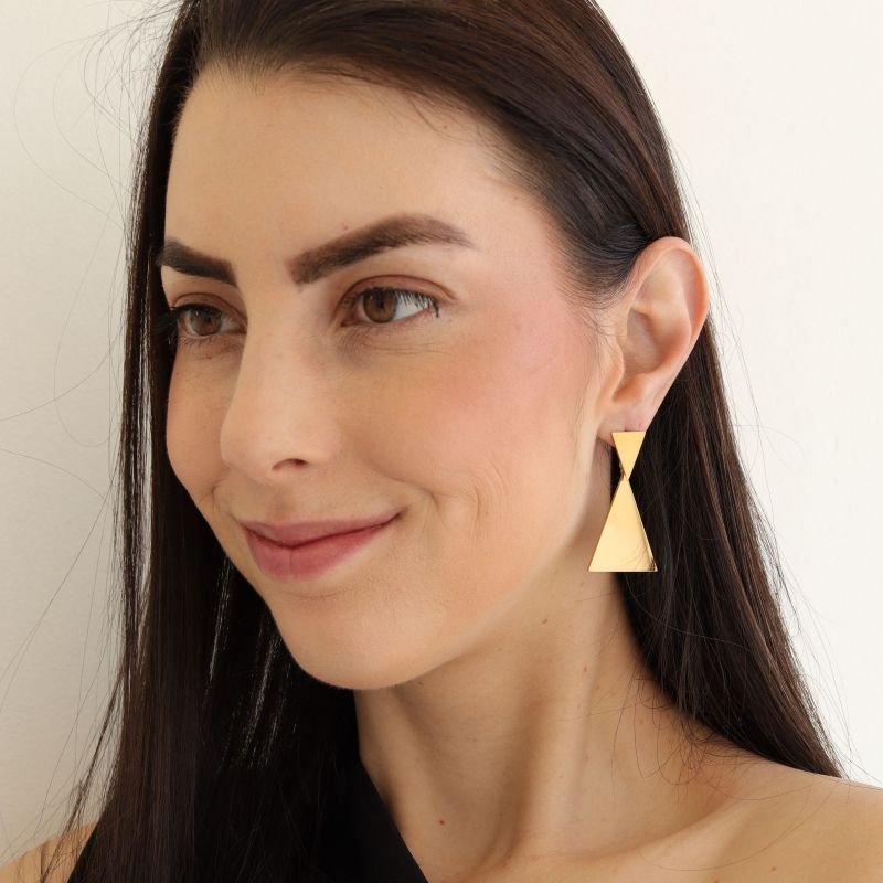 Brinco Geométrico Moderno em Aço Inox (Linha Premium) Peso 7g