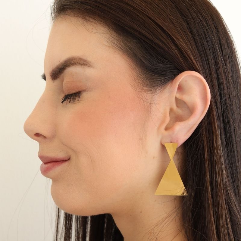 Brinco Geométrico Moderno em Aço Inox (Linha Premium) Peso 7g