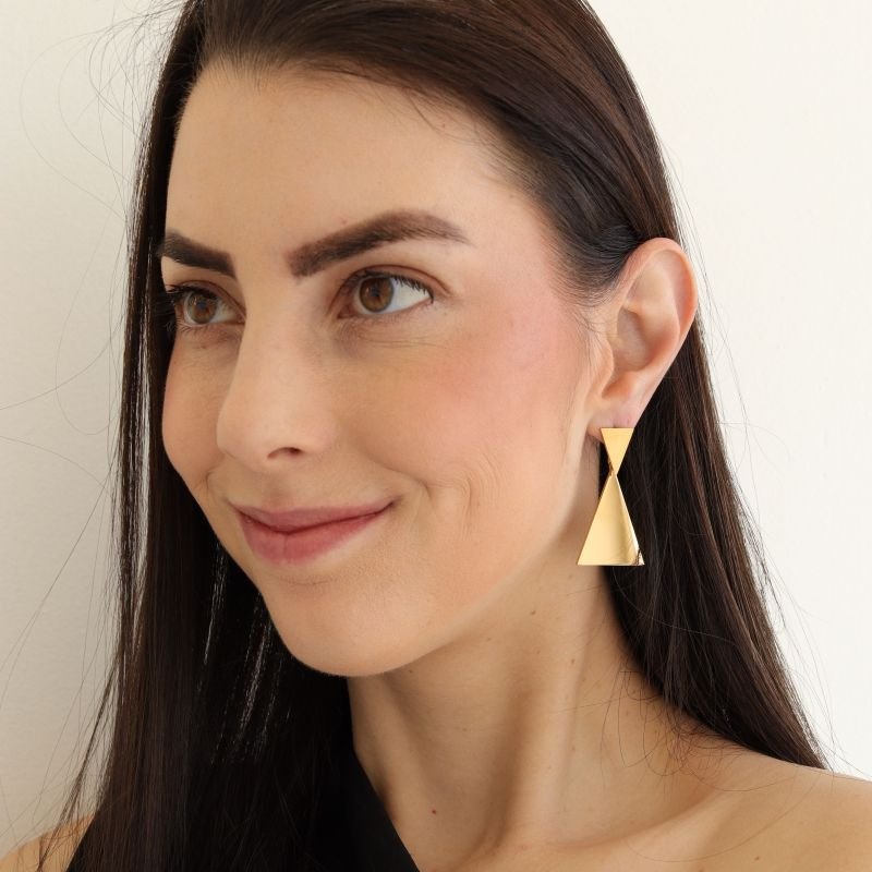 Brinco Geométrico Moderno em Aço Inox (Linha Premium) Peso 7g