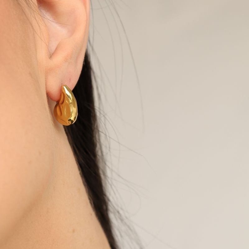 Brinco Gota Amassada em Aço Inox (Linha Premium) Peso 10g