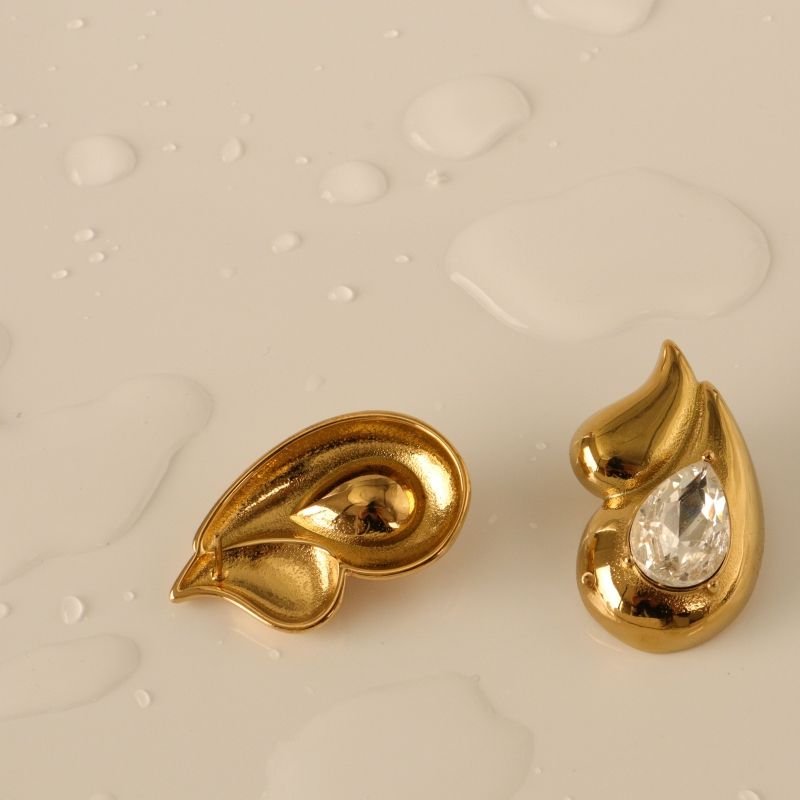 Brinco Gota Dupla com Pedra em Aço Inox (Linha Premium)