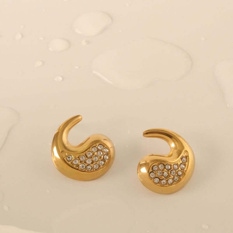 Brinco Gota Invertida Strass em Aço Inox (Linha Premium)