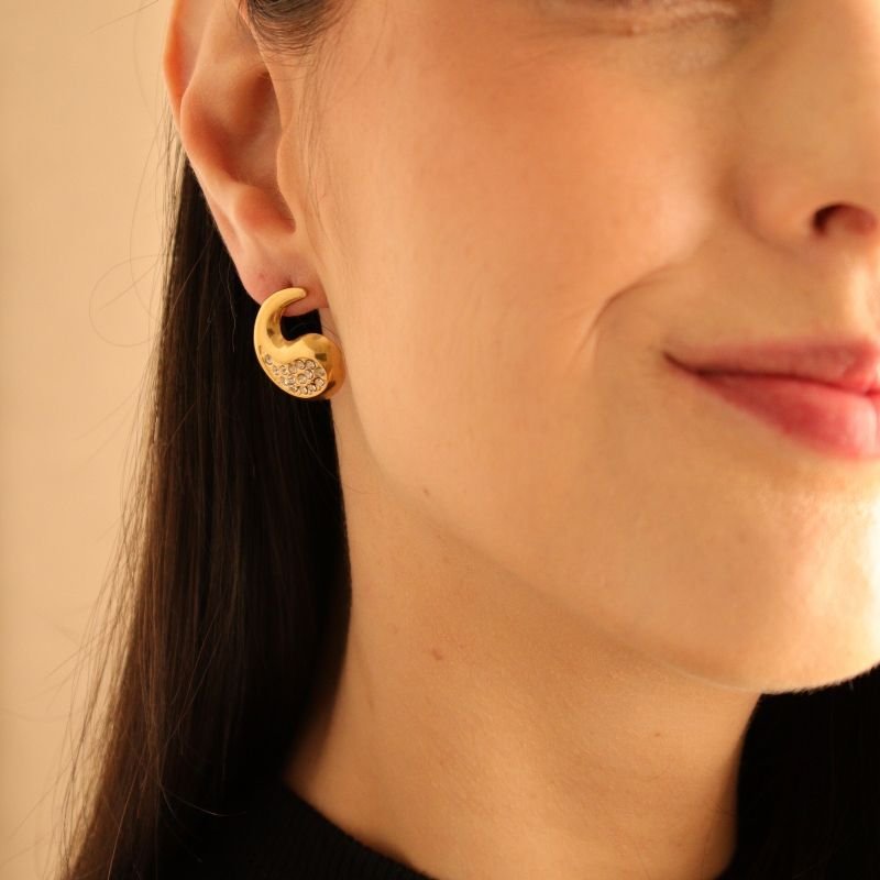 Brinco Gota Invertida Strass em Aço Inox (Linha Premium)