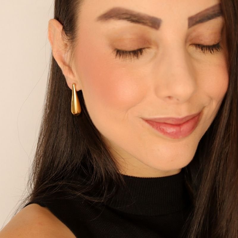 Brinco Gota Longa em Aço Inox (Linha Premium)