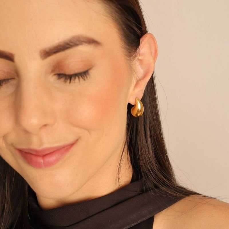 Brinco Gota Médio Pequeno em Aço Inox (Linha Premium)