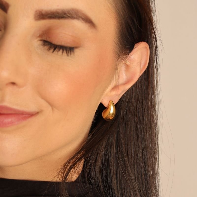 Brinco Gota Médio Pequeno em Aço Inox (Linha Premium)