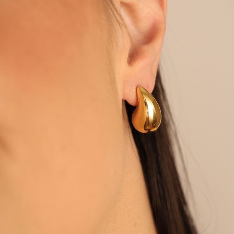 Brinco Gota Médio Pequeno em Aço Inox (Linha Premium)