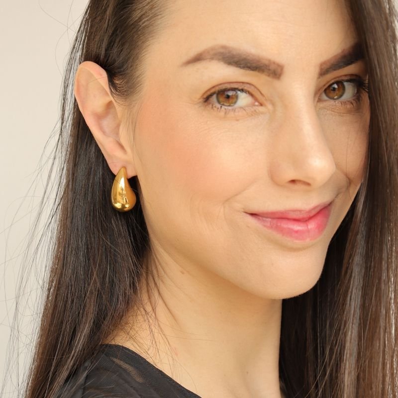 Brinco Gota Média em Aço Inox