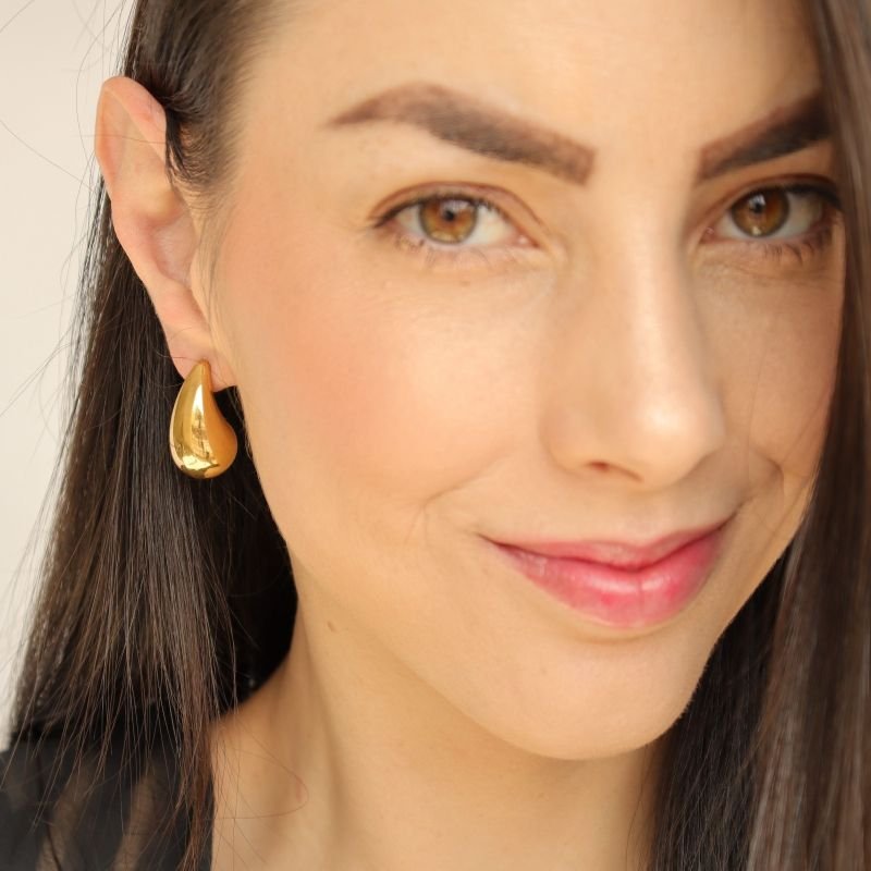 Brinco Gota Média em Aço Inox