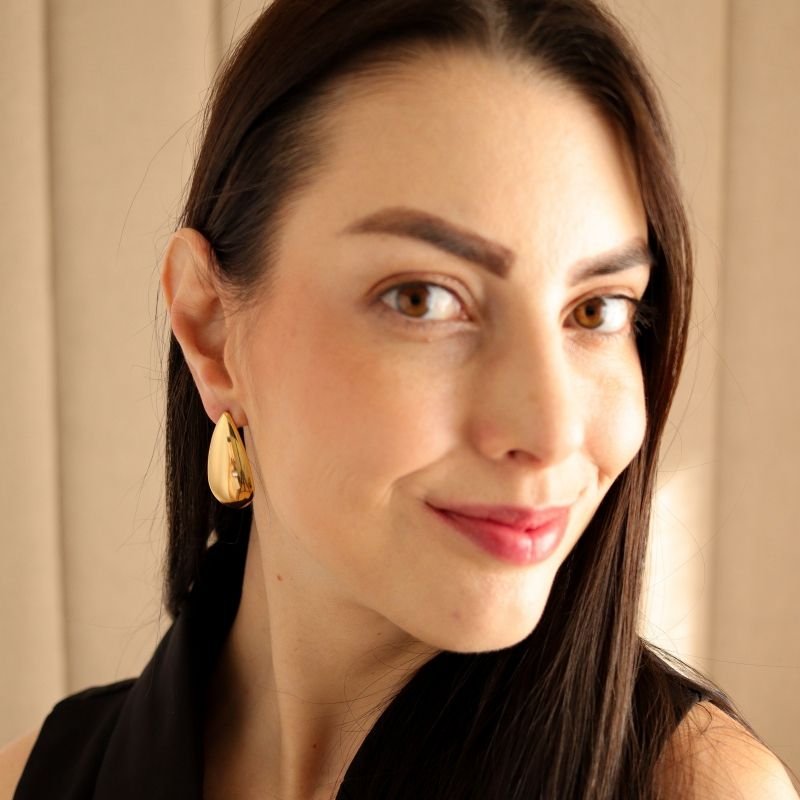 Brinco Gota Minimalista Alongada em Aço Inox (Linha Premium)