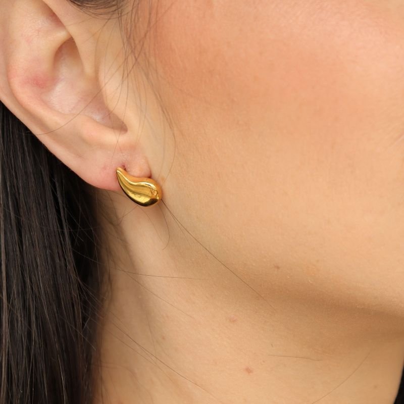 Brinco Gota Moderna Tamanho P em Aço Inox