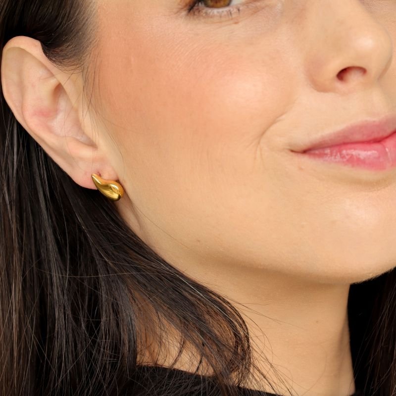 Brinco Gota Moderna Tamanho P em Aço Inox