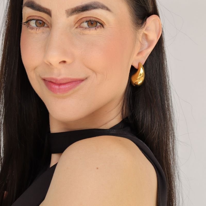 Brinco Gota Maior em Aço Inox (Linha Premium)