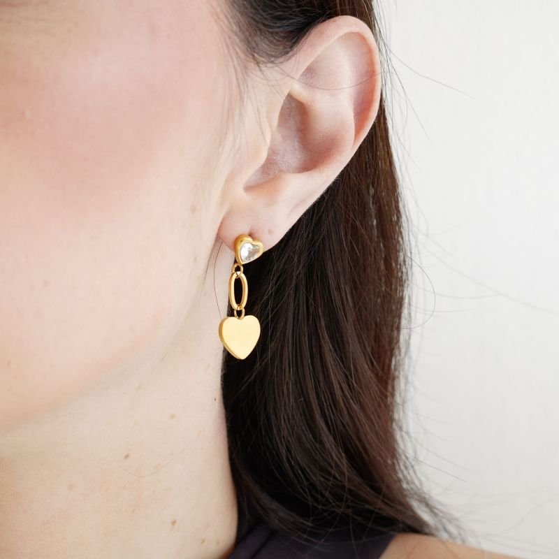 Brinco Heart Sparkle em Aço Inox (Linha Premium)