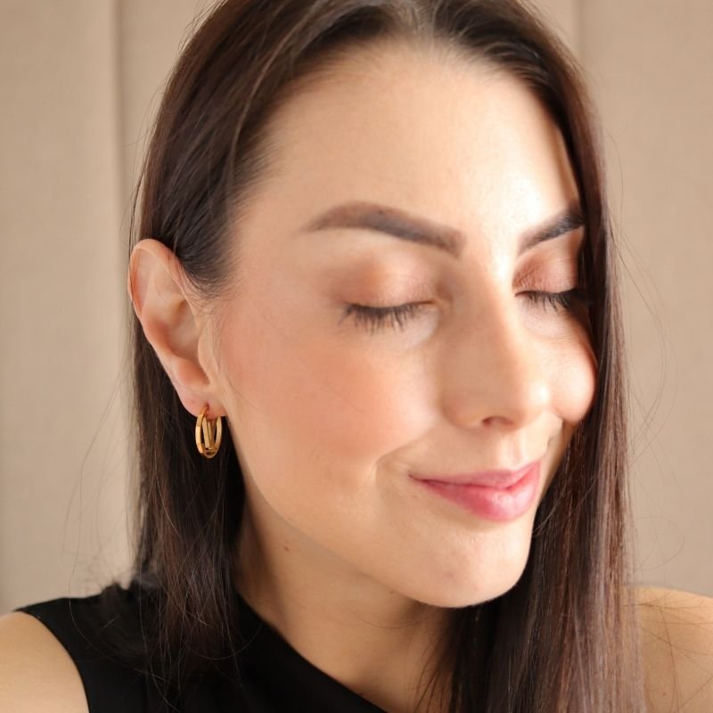 Brinco Inspiração Louis Vuitton Argolinha em Aço Inox