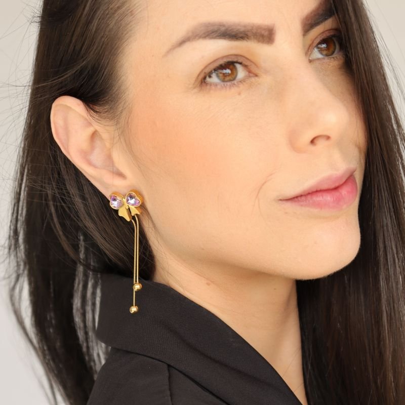 Brinco Laço Acrílico em Aço Inox (Linha Premium)