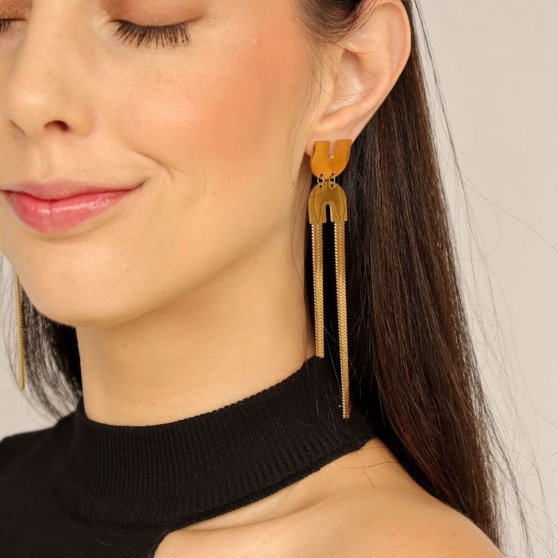 Brinco Laminado Moderno em Aço Inox (Linha Premium)