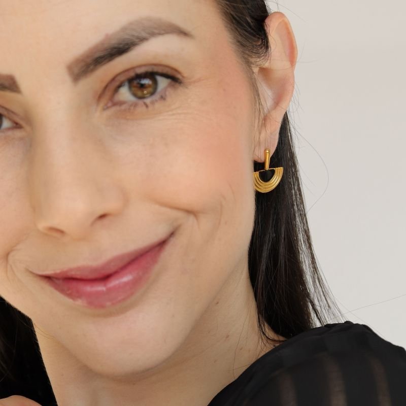 Brinco Leque Preto em Aço Inox (Linha Premium)