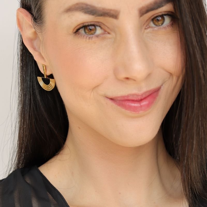 Brinco Leque Tamanho M em Aço Inox (Linha Premium)