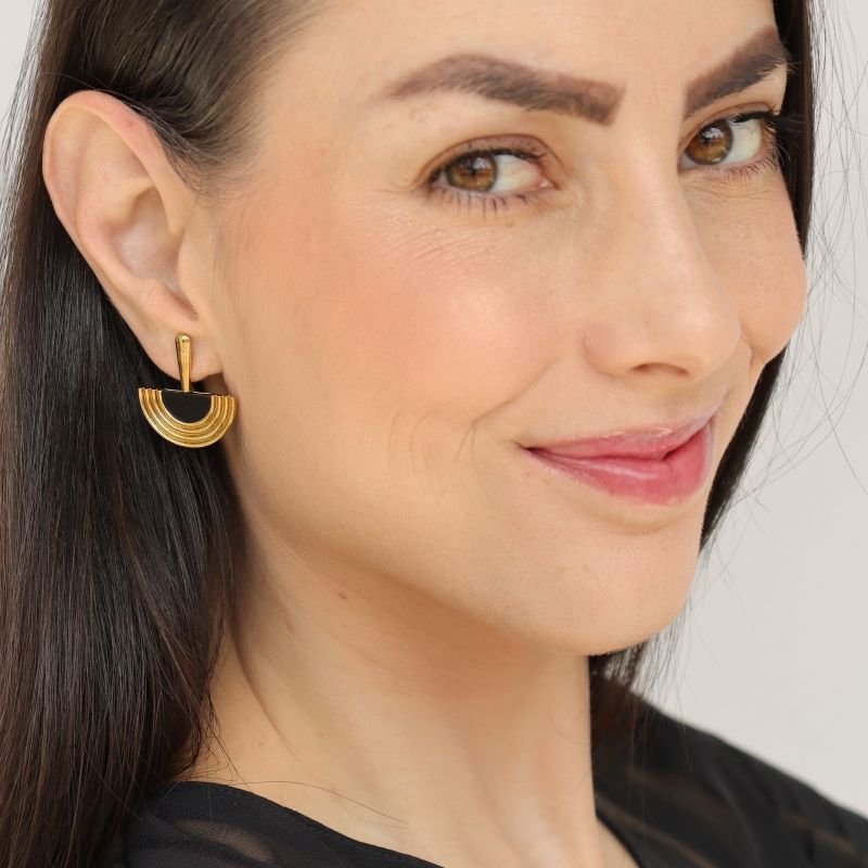 Brinco Leque Tamanho M em Aço Inox (Linha Premium)