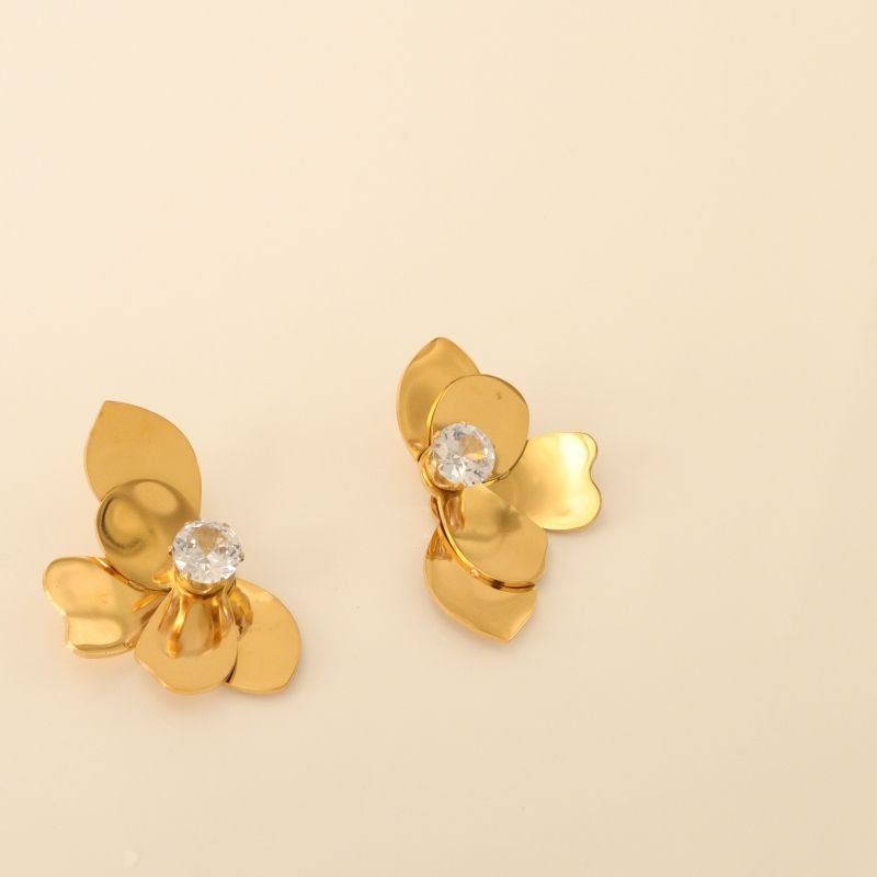 Brinco Meia Flor Moderno em Aço Inox (Linha Premium)