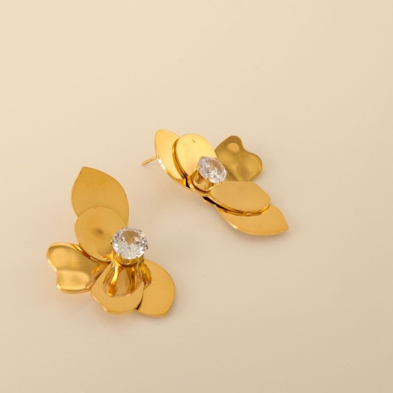 Brinco Meia Flor Moderno em Aço Inox (Linha Premium)