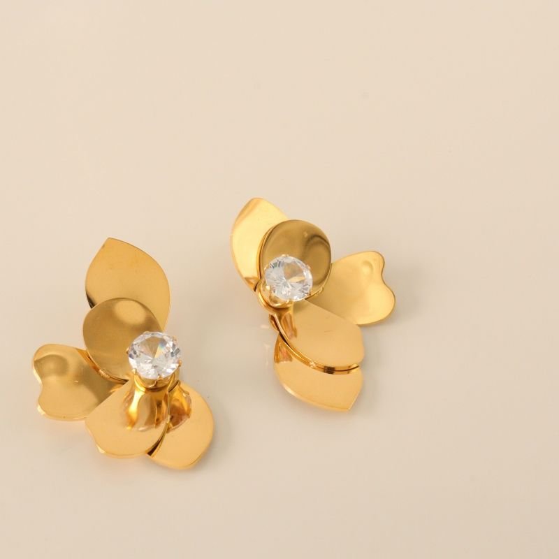 Brinco Meia Flor Moderno em Aço Inox (Linha Premium)